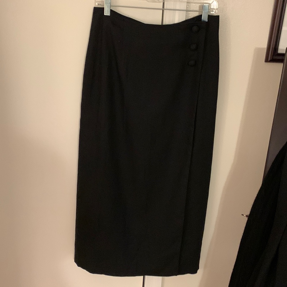 Long, black, 3 button, wrap skirt from the limited
